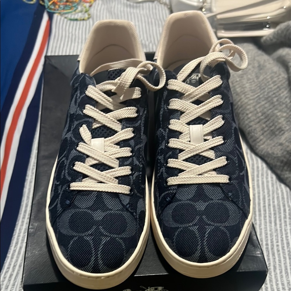 Coach Navy and Cream Sneakers